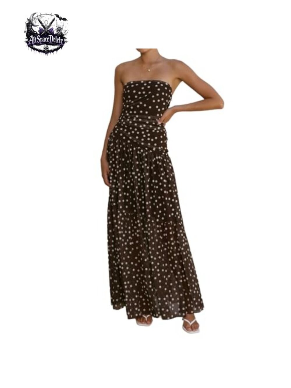 Mesh Maxi Dress Strapless Polka Dot Tube Dress Beach Vacation